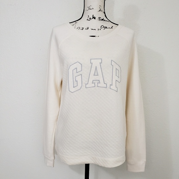 GAP Tops - Gap Women's Off White Quilted Sweatshirt Size M